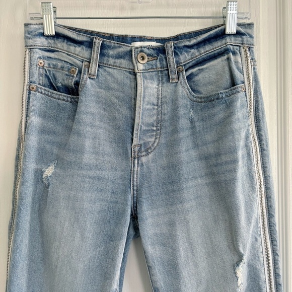 Pistola Charlie Straight Leg High Rise Side Zipper Jeans Sz 27 Utopia Light Wash - Picture 3 of 11